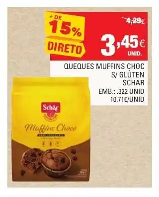 Continente Queques Muffins Choc S/ Glúten Schar promoção