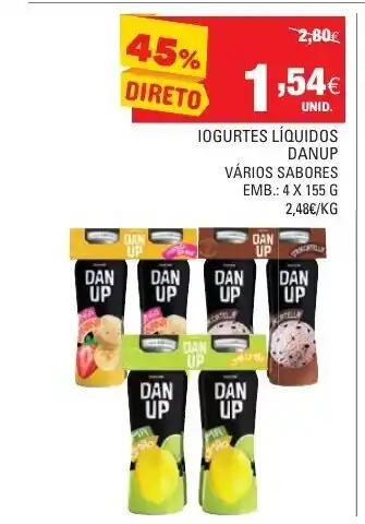 Continente Iogurtes Líquidos Danup 4x155g promoção