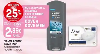 Intermarché GEL DE BANHO Dove Men Clean Comfort 400ml promoção