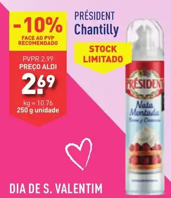 ALDI PRÉSIDENT Chantilly 250g promoção
