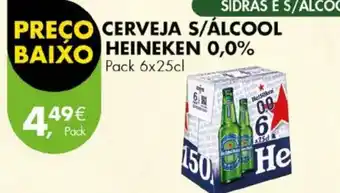 Pingo Doce CERVEJA S/ÁLCOOL HEINEKEN 0,0% Pack 6x25cl promoção