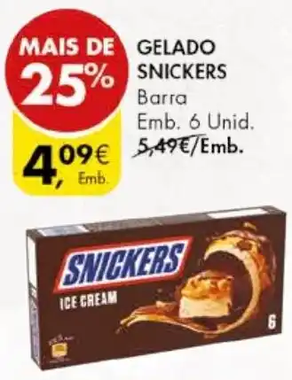 GELADO SNICKERS Barra Emb. 6 Unid.