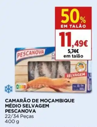 Supercor CAMARÃO DE MOÇAMBIQUE MÉDIO SELVAGEM PESCANOVA 22/34 Peças 400 g promoção