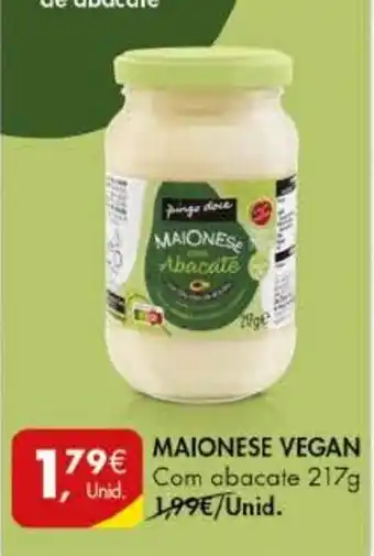 Pingo Doce MAIONESE VEGAN Com abacate 217g promoção