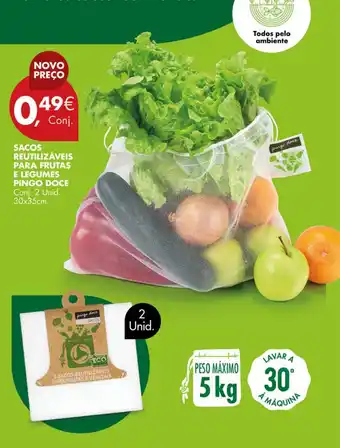 Pingo Doce SACOS REUTILIZÁVEIS PARA FRUTAS E LEGUMES PINGO DOCE Conj. 2 Unid. 30x35cm promoção
