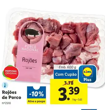 Lidl Rojões de Porco Emb. 600 g promoção