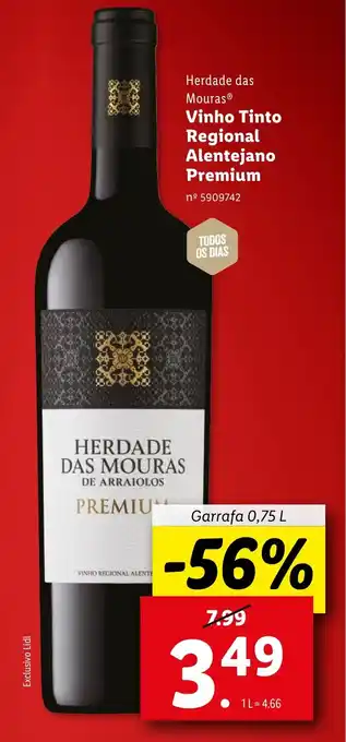 Lidl Herdade das Mouras Vinho Tinto Regional Alentejano Premium promoção