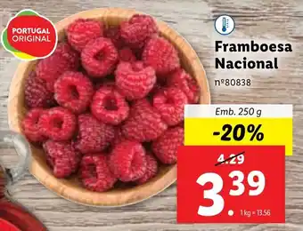 Lidl Framboesa Nacional Emb. 250 g promoção