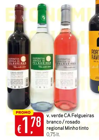Bolama v. verde CA Felgueiras branco/rosado regional Minho tinto 0,75 lt. promoção