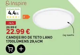 Leroy Merlin CANDEEIRO DE TETO LANO 1700LÚMENS 29,4CM promoção
