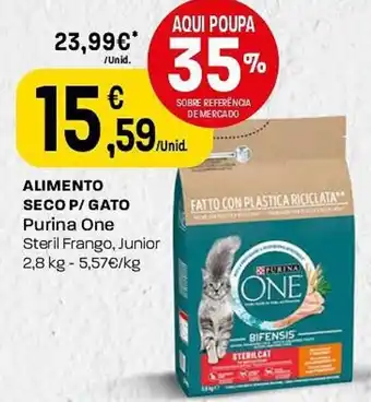 Intermarché ALIMENTO SECO P/ GATO Purina One Steril Frango, Junior 2,8 kg promoção
