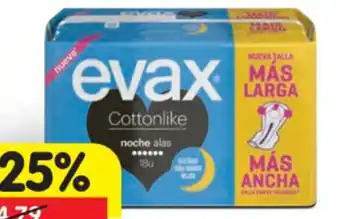 Minipreço Pensos Higiénicos Cotton Like Noite C/Alas Evax 18 uni. promoção
