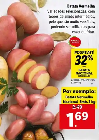 Lidl Batata Vermelha Nacional 3kg promoção