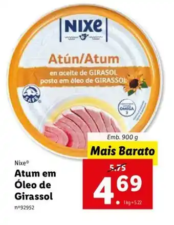 Lidl Nixe Atum em Óleo de Girassol 900g promoção