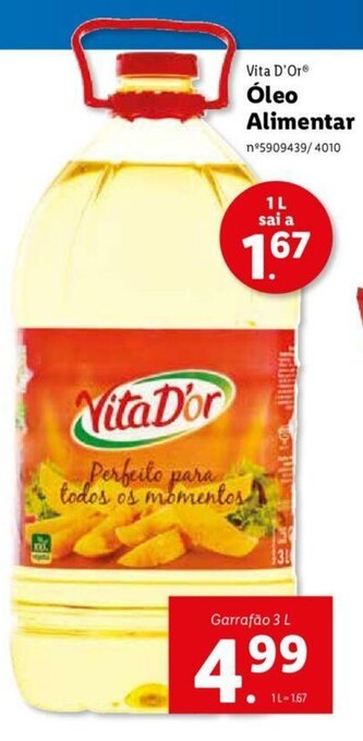 Lidl Vita D'or Óleo Alimentar 1L promoção