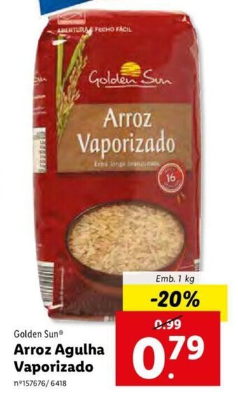 Lidl Golden Sun Arroz Agulha Vaporizado 1kg promoção