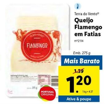 Lidl Terra do Vento Queijo Flamengo em Fatias 275g promoção