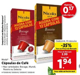 Lidl Nicola Cápsulas de Café 12 cápsulas promoção