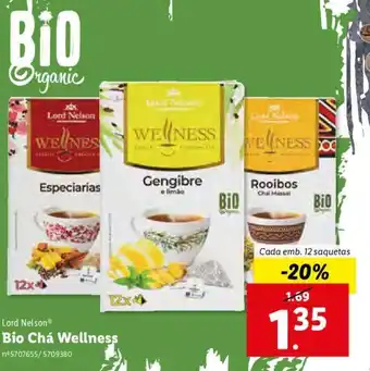 Lidl Lord Nelson Bio Chá Wellnes 12 saquetas promoção