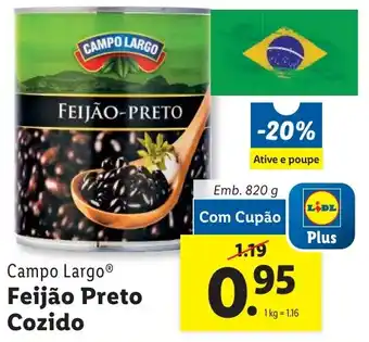 Lidl Campo Largo Feijão Preto Cozido Emb. 820 g promoção