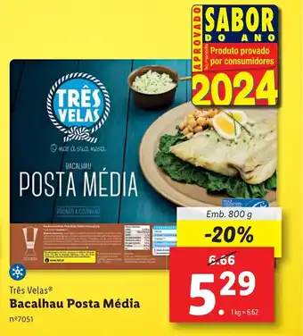 Lidl Três Velas Bacalhau Posta Média Emb. 800 g promoção