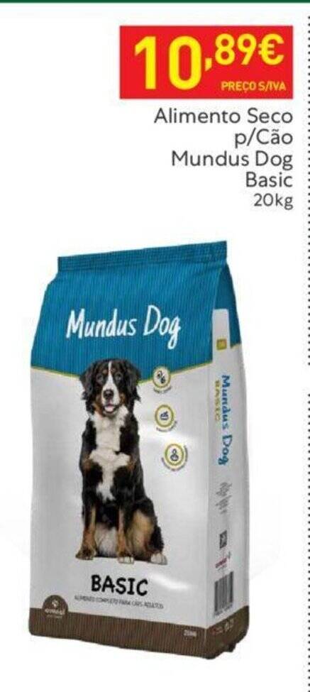 Promoção Alimento Seco p/Cão Mundus Dog Basic 20kg em Recheio