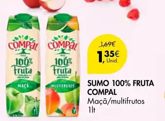 Pingo Doce SUMO 100% FRUTA COMPAL Maçã/multifrutos 1lt promoção