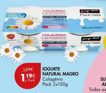Pingo Doce IOGURTE NATURAL MAGRO Colagénio Pack 2x150g promoção