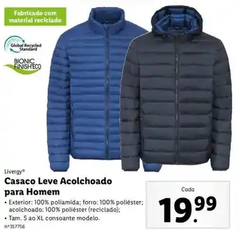 Lidl Livergy Casaco Leve Acolchoado para Homem S ao XL promoção