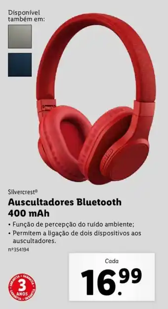 Lidl Silvercrest Auscultadores Bluetooth 400mAh promoção