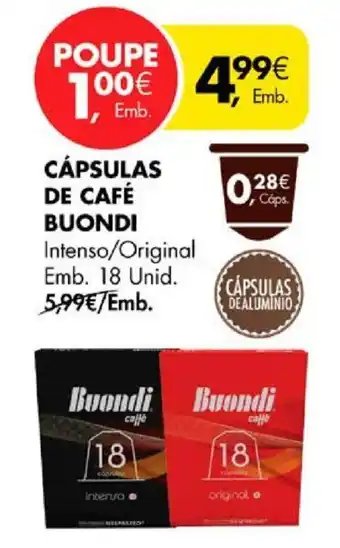 Pingo Doce CÁPSULAS DE CAFÉ BUONDI Intenso/Original Emb. 18 Unid. promoção