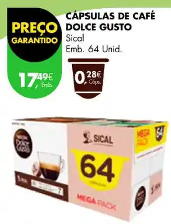 Pingo Doce CÁPSULAS DE CAFÉ DOLCE GUSTO SICAL Emb. 64 Unid. promoção