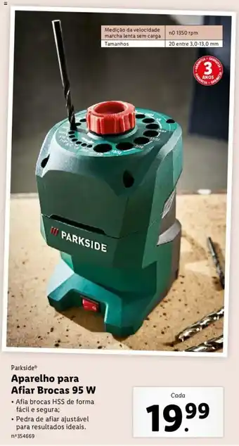 Parkside Aparelho para Afiar Brocas 95w