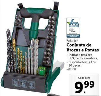 Lidl Parkside Conjunto de Brocas e Pontas promoção