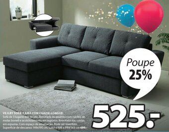 JYSK Vejlby Sofa-Cama com chaise-Longue promoção