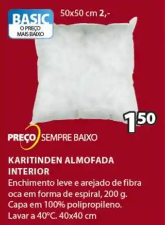 JYSK Preço Sempre Baixo Karitinden Almofada Interior promoção