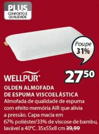 JYSK Wellpur Olden Almofada de Espuma Viscoelástica promoção