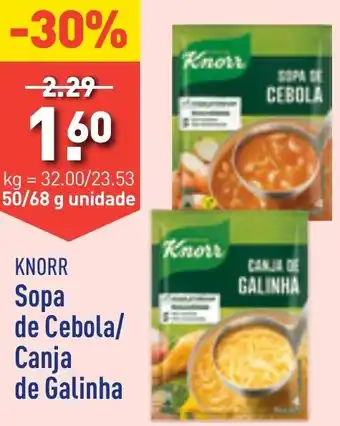 ALDI KNORR Sopa de Cebola/ Canja de Galinha 50/68g promoção