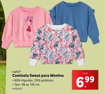 Lidl Lupilu Camisola Sweat para Menina promoção
