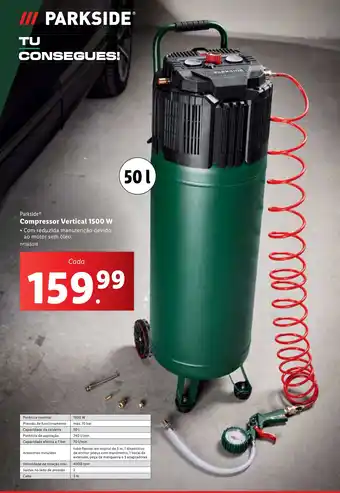 Lidl Parkside Compressor Vertical 1500 W promoção