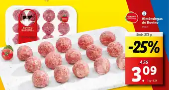 Lidl Almôndegas de Bovino Emb. 375 g promoção