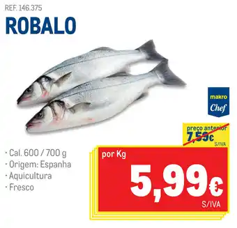 Makro Robalo 600/700g promoção
