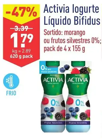 ALDI Activia Iogurte Líquido Bifidus 4x155g promoção