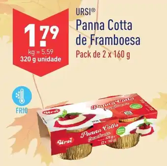 ALDI Ursi Panna Cotta de Framboesa 2x160g promoção