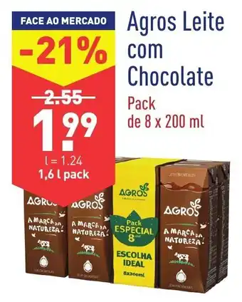 ALDI Agros Leite com Chocolate 8x200ml promoção