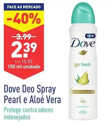 ALDI Dove Deo Spray Pearl e Aloé Vera 150g promoção
