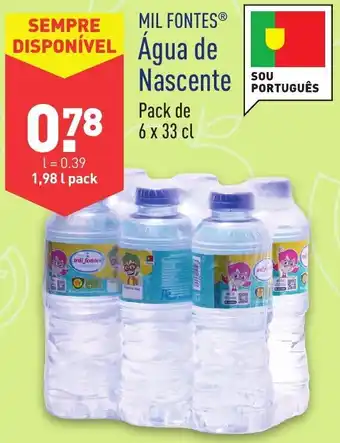 ALDI Mil Fontes Água de Nascente 6x33cl promoção