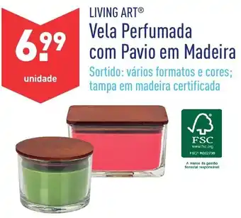 ALDI Living Art Vela Perfumada com Pavio em Madeira promoção