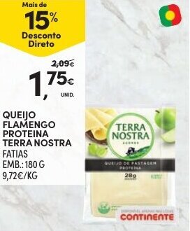 Continente Queijo Flamengo Proteina Terra Nostra 180g promoção