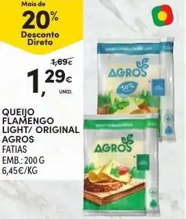 Continente Queijo Flamengo Light/Original Agros 200g promoção